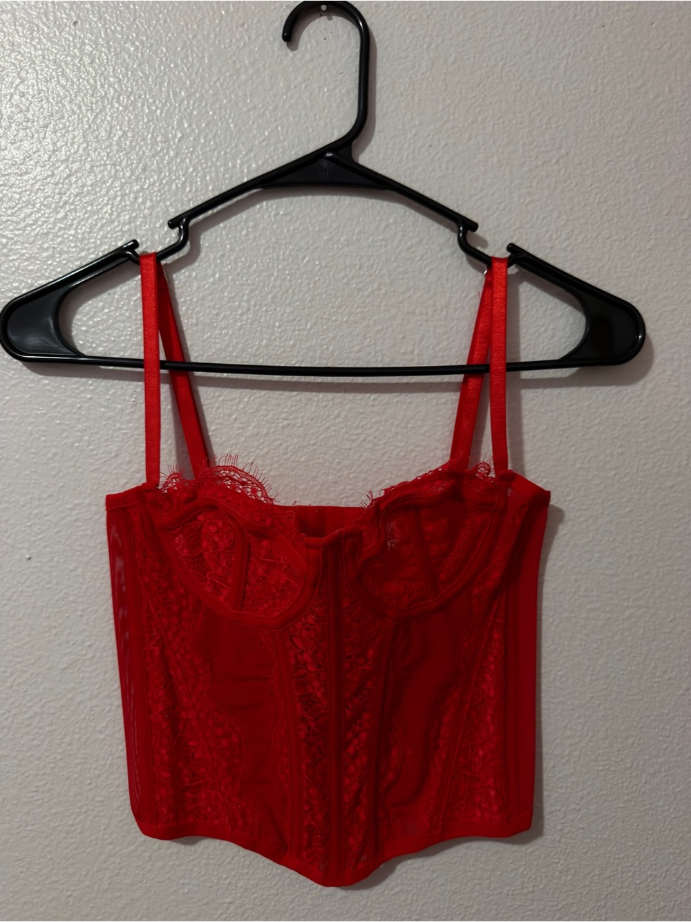 Red Lace Bustier Crop Top - Women's Intimates